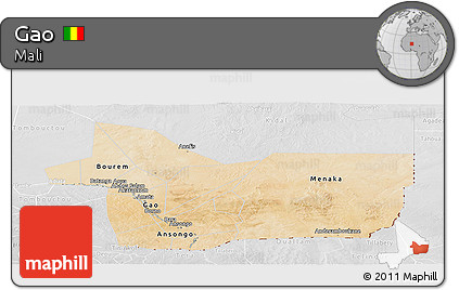 Satellite Panoramic Map of Gao, lighten, desaturated