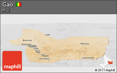 Satellite Panoramic Map of Gao, lighten, desaturated