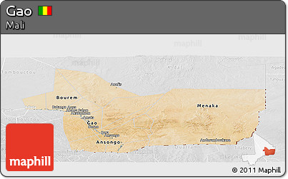 Satellite Panoramic Map of Gao, lighten, desaturated