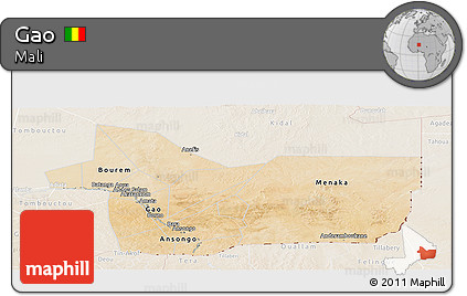 Satellite Panoramic Map of Gao, lighten