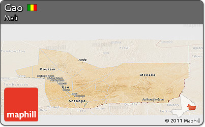 Satellite Panoramic Map of Gao, lighten