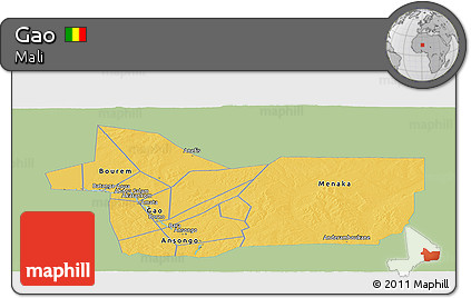 Savanna Style Panoramic Map of Gao, single color outside