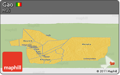 Savanna Style Panoramic Map of Gao, single color outside