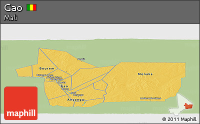Savanna Style Panoramic Map of Gao, single color outside