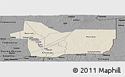 Shaded Relief Panoramic Map of Gao, darken, desaturated