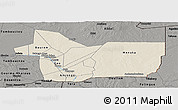 Shaded Relief Panoramic Map of Gao, darken, semi-desaturated