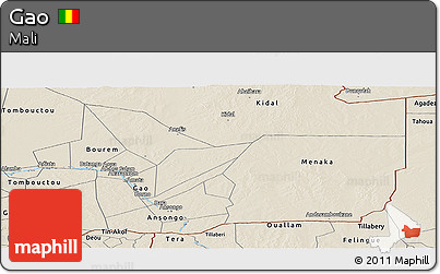 Shaded Relief Panoramic Map of Gao