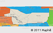 Shaded Relief Panoramic Map of Gao, political shades outside