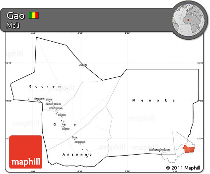 Blank Simple Map of Gao, cropped outside
