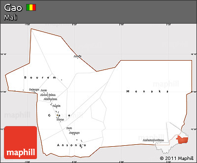 Classic Style Simple Map of Gao, cropped outside
