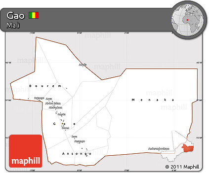Classic Style Simple Map of Gao, cropped outside