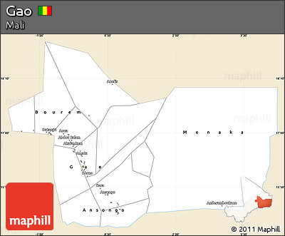 Classic Style Simple Map of Gao, single color outside