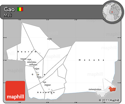 Gray Simple Map of Gao, single color outside