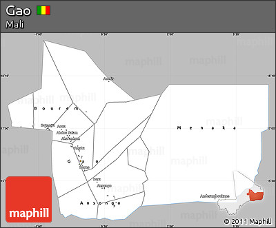 Gray Simple Map of Gao, single color outside