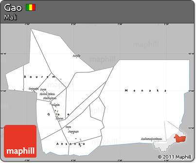 Gray Simple Map of Gao, single color outside