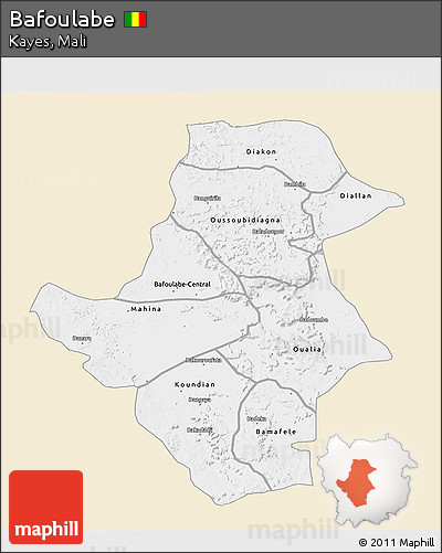 Classic Style 3D Map of Bafoulabe, single color outside