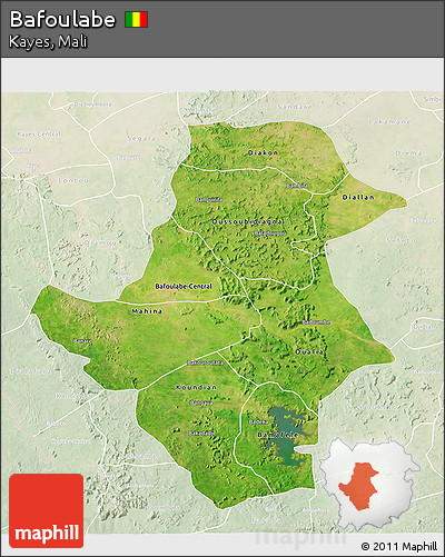 Satellite 3D Map of Bafoulabe, lighten