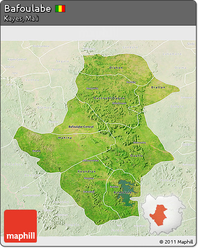 Satellite 3D Map of Bafoulabe, lighten