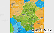 Satellite 3D Map of Bafoulabe, political shades outside