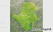 Satellite 3D Map of Bafoulabe, semi-desaturated