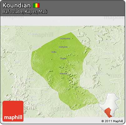 Physical 3D Map of Koundian, lighten