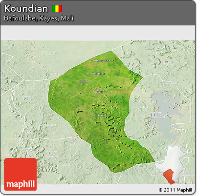 Satellite 3D Map of Koundian, lighten