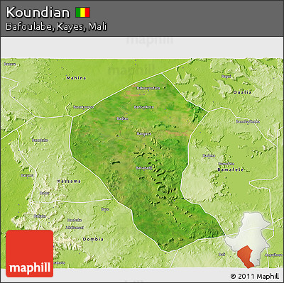 Satellite 3D Map of Koundian, physical outside