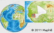 Physical Location Map of Koundian, highlighted country, highlighted grandparent region, within the entire country