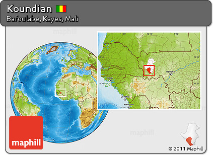Physical Location Map of Koundian, highlighted parent region