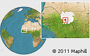Satellite Location Map of Koundian, highlighted grandparent region