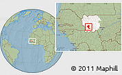 Savanna Style Location Map of Koundian, highlighted grandparent region, hill shading