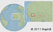 Savanna Style Location Map of Koundian, highlighted parent region, within the entire country, hill shading