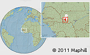 Savanna Style Location Map of Koundian, highlighted parent region, hill shading