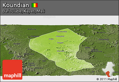 Physical Panoramic Map of Koundian, darken