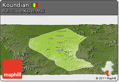 Physical Panoramic Map of Koundian, darken
