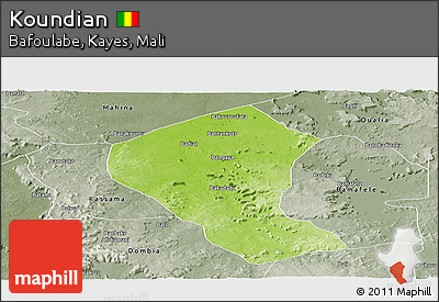 Physical Panoramic Map of Koundian, semi-desaturated