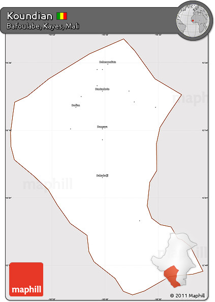 Classic Style Simple Map of Koundian, cropped outside