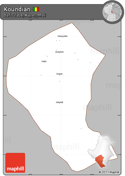 Gray Simple Map of Koundian, cropped outside