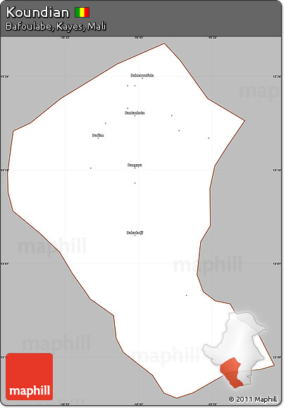 Gray Simple Map of Koundian, cropped outside