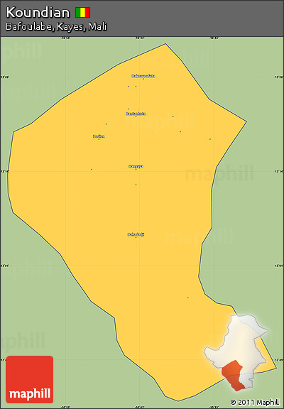 Savanna Style Simple Map of Koundian, cropped outside