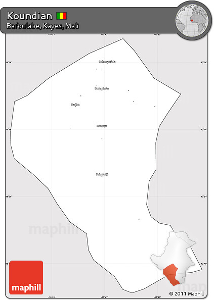 Silver Style Simple Map of Koundian, cropped outside
