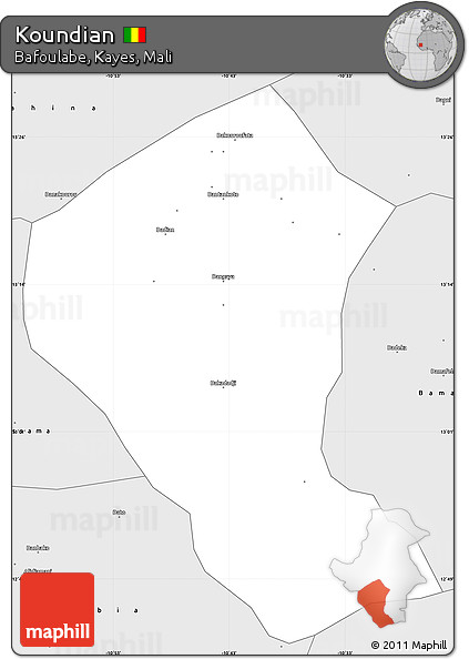 Silver Style Simple Map of Koundian