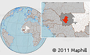 Gray Location Map of Bafoulabe, highlighted country, highlighted parent region, hill shading