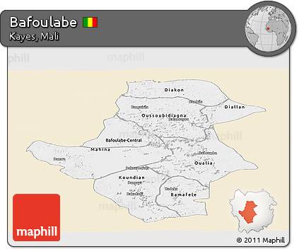 Classic Style Panoramic Map of Bafoulabe, single color outside