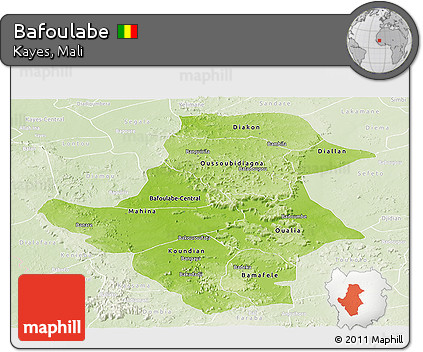 Physical Panoramic Map of Bafoulabe, lighten