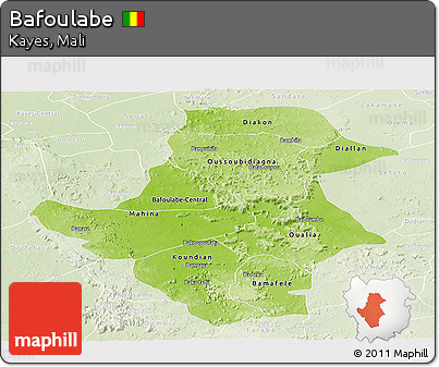 Physical Panoramic Map of Bafoulabe, lighten