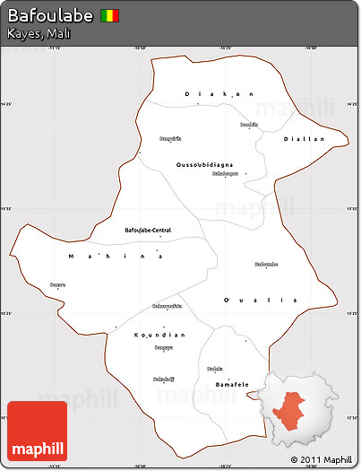 Classic Style Simple Map of Bafoulabe, cropped outside