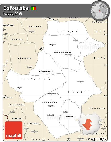 Classic Style Simple Map of Bafoulabe
