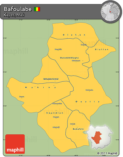 Savanna Style Simple Map of Bafoulabe, single color outside