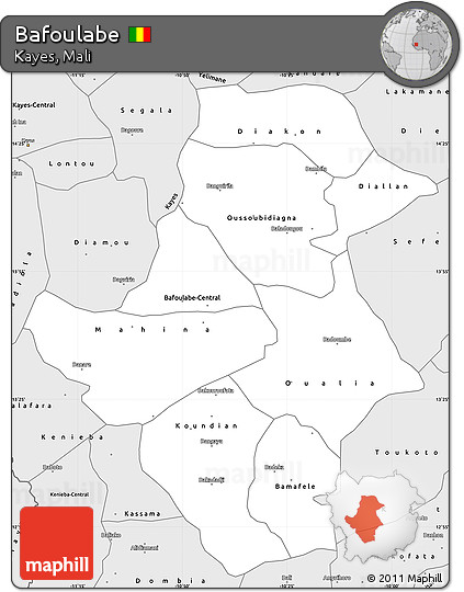 Silver Style Simple Map of Bafoulabe